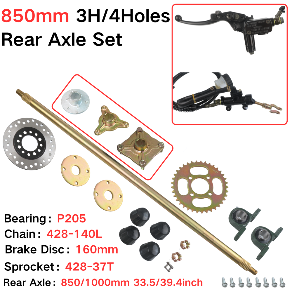 Sprocket Chain - 850 mm Hinterachse Komplettset mit 428